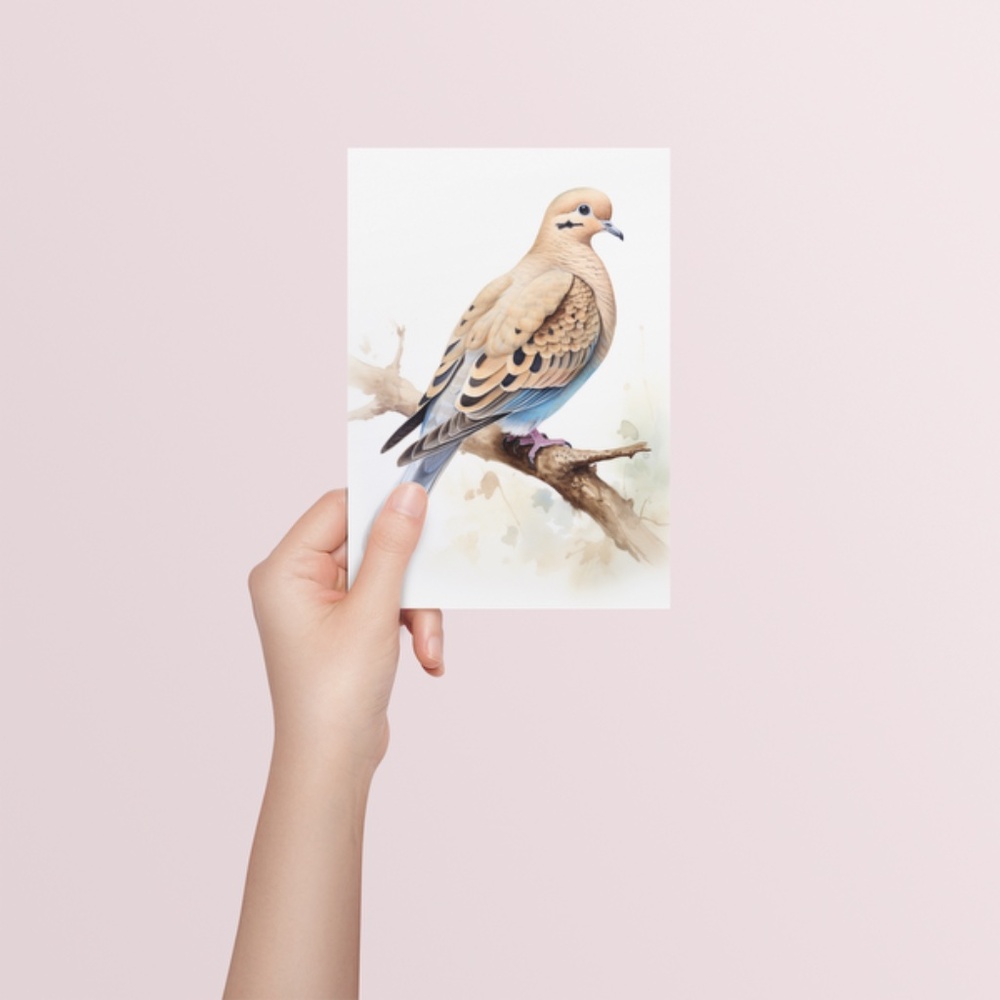 Watercolor Mourning Dove Bird Portrait Wall Art Illustration Print Unframed - Picture 5 of 5